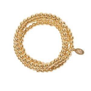 8 Other Reasons Set of 5 18k Gold Plated Beaded Stretch Bracelets NEW
